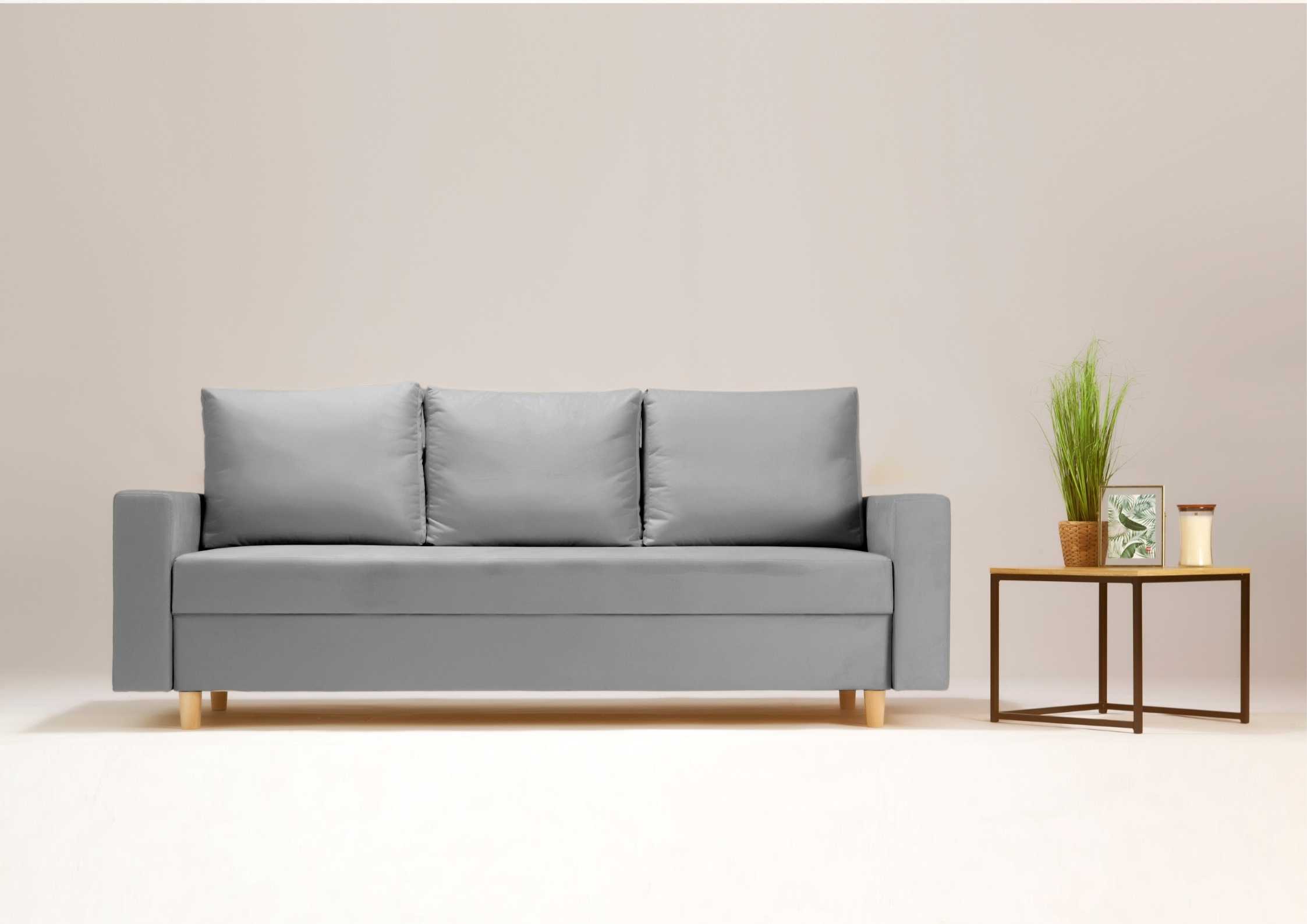 Szara skandynawska sofa rozkładana